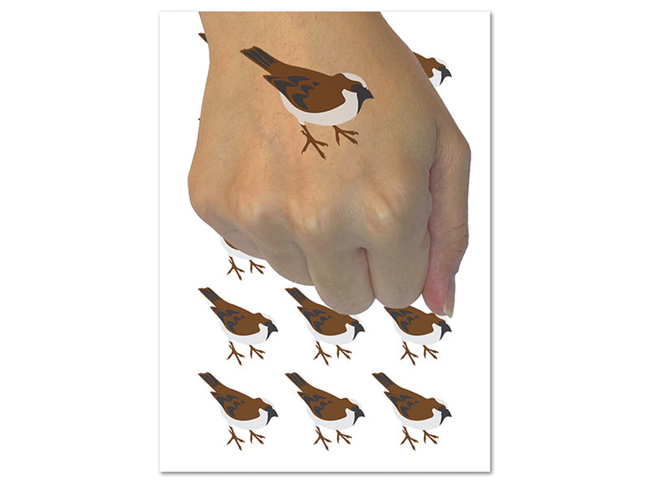 Sparrow Bird Solid Temporary Tattoo Water Resistant Fake Body Art Set Collection (1 Sheet)